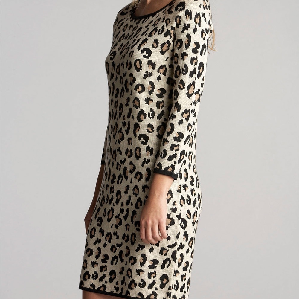 Velvet by Graham & Spencer leopard cashmere dress